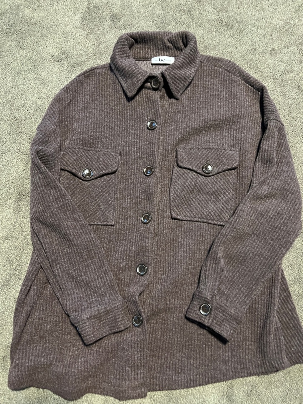 Unknown Brand Women's Brown Ribbed Button-Up Shacket